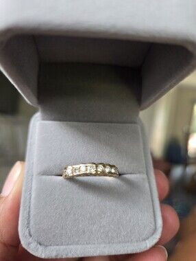 14k Diamond Step Down Band Ring.
